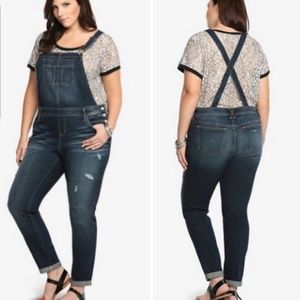 Torrid Overalls distressed dark wash size 20 women
